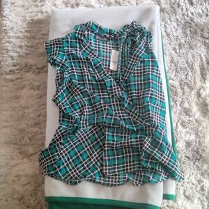 NY&C Green and Black Checkered Blouse